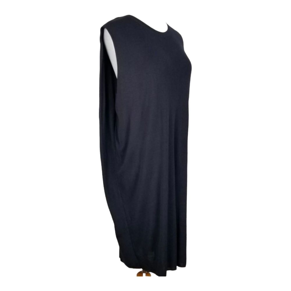 ACHRO Artsy Minimalist Lagenlook Midi Knit Sweater Dress Navy/Black Medium